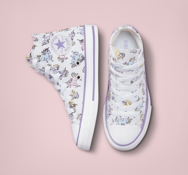 Kids' Converse Chuck Taylor All Star Unicorns Canvas Shoes White / Purple | 073-ZDSYXP