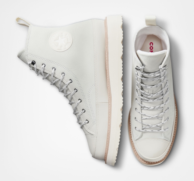 Women's Converse Chuck Taylor Crafted High Tops Beige White / Pink | 731-NOBVEZ