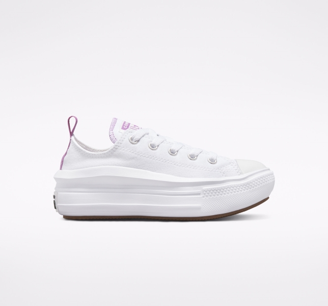 Kids' Converse Chuck Taylor All Star Move Platform Shoes White / Purple / White | 439-EOJCZL