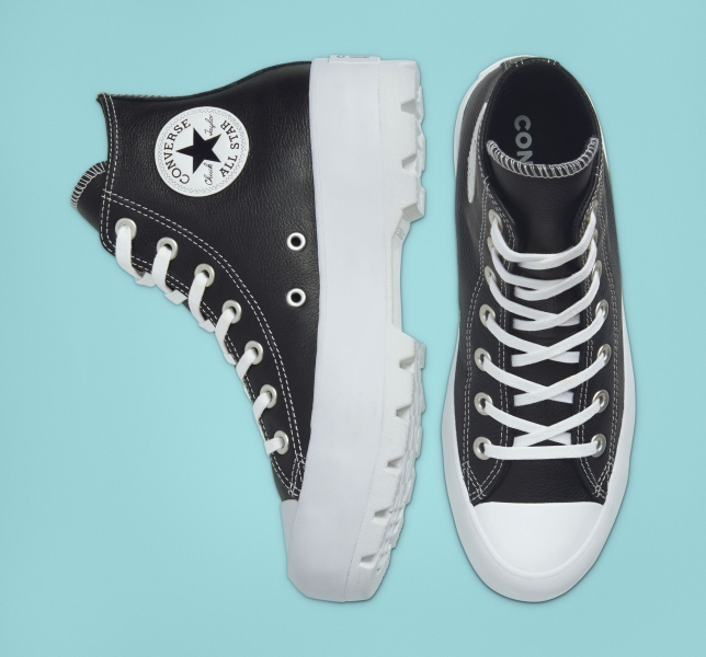 Women's Converse Chuck Taylor All Star Lugged Leather Leather Shoes Black / White / White | 153-CNOAVW