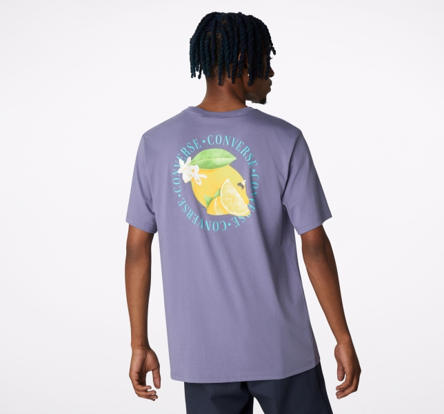 Men's Converse Fresh Lemon Graphic T Shirts Purple | 824-TQPEZO