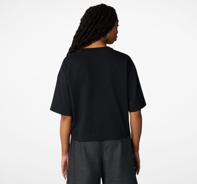 Women's Converse Cropped Chuck Taylor Patch T Shirts Black | 914-XYTUBA