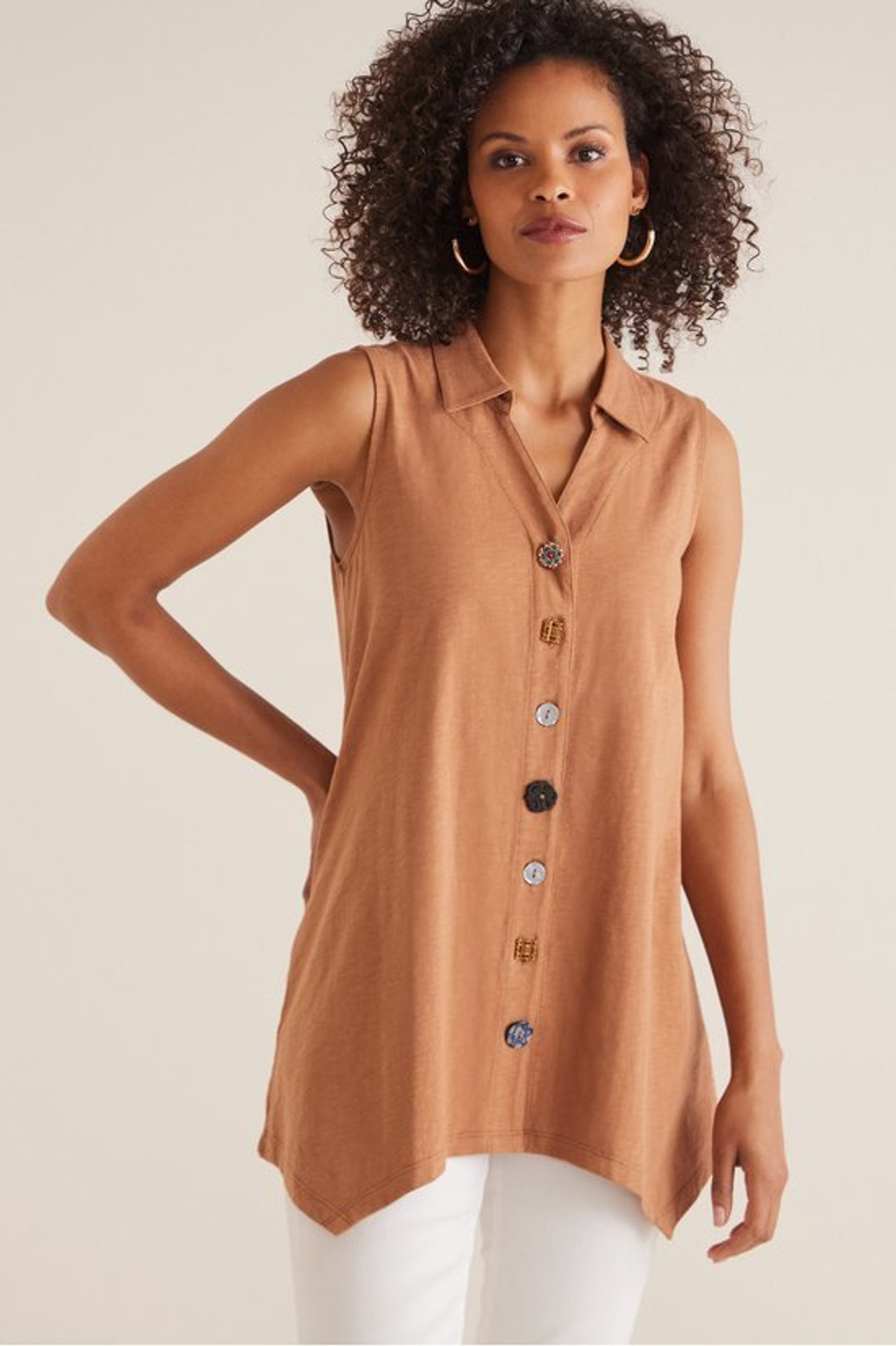 Danielle Button Sleeveless Tunic