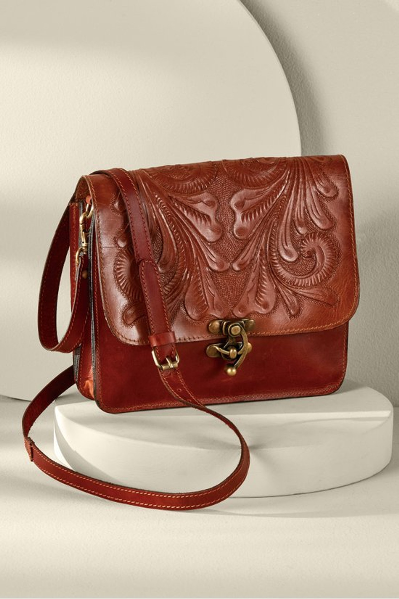 Ada Embossed Leather Bag