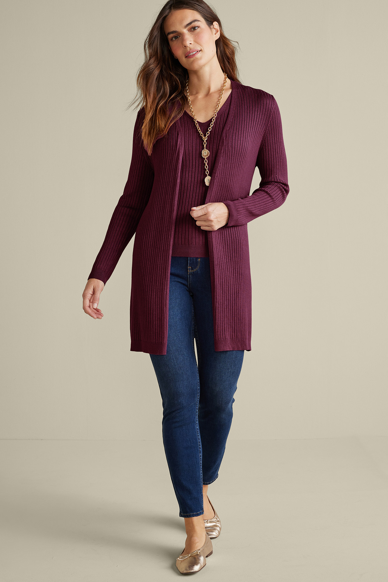 Soft Essential™ Ribbed Long Cardi