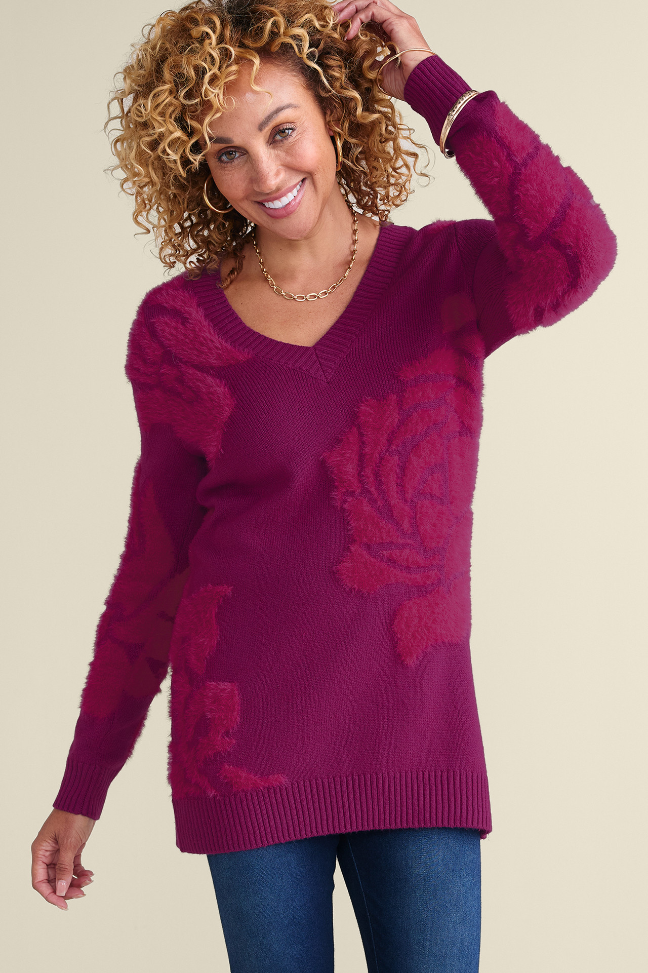 Isadora Eyelash Floral Sweater