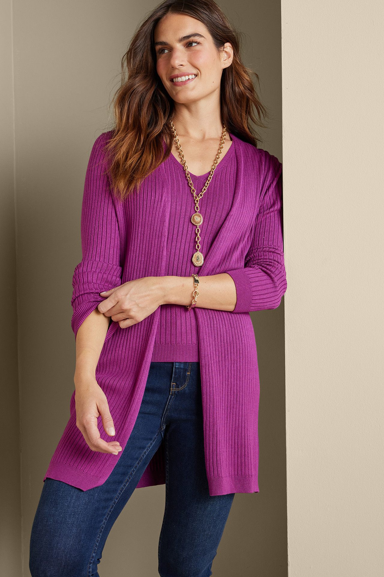 Soft Essential™ Ribbed Long Cardi