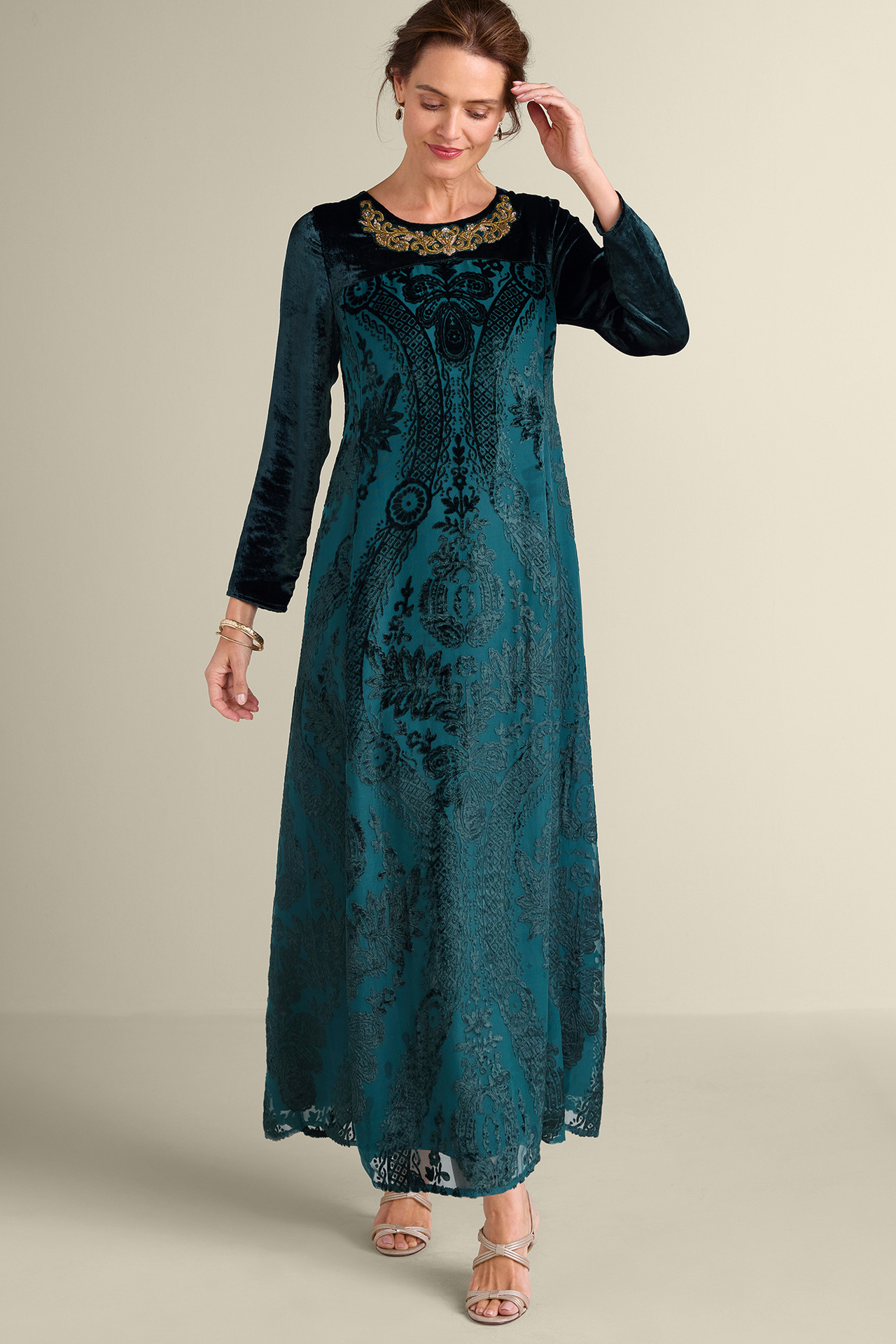 Emaline Velvet Burnout Maxi Dress