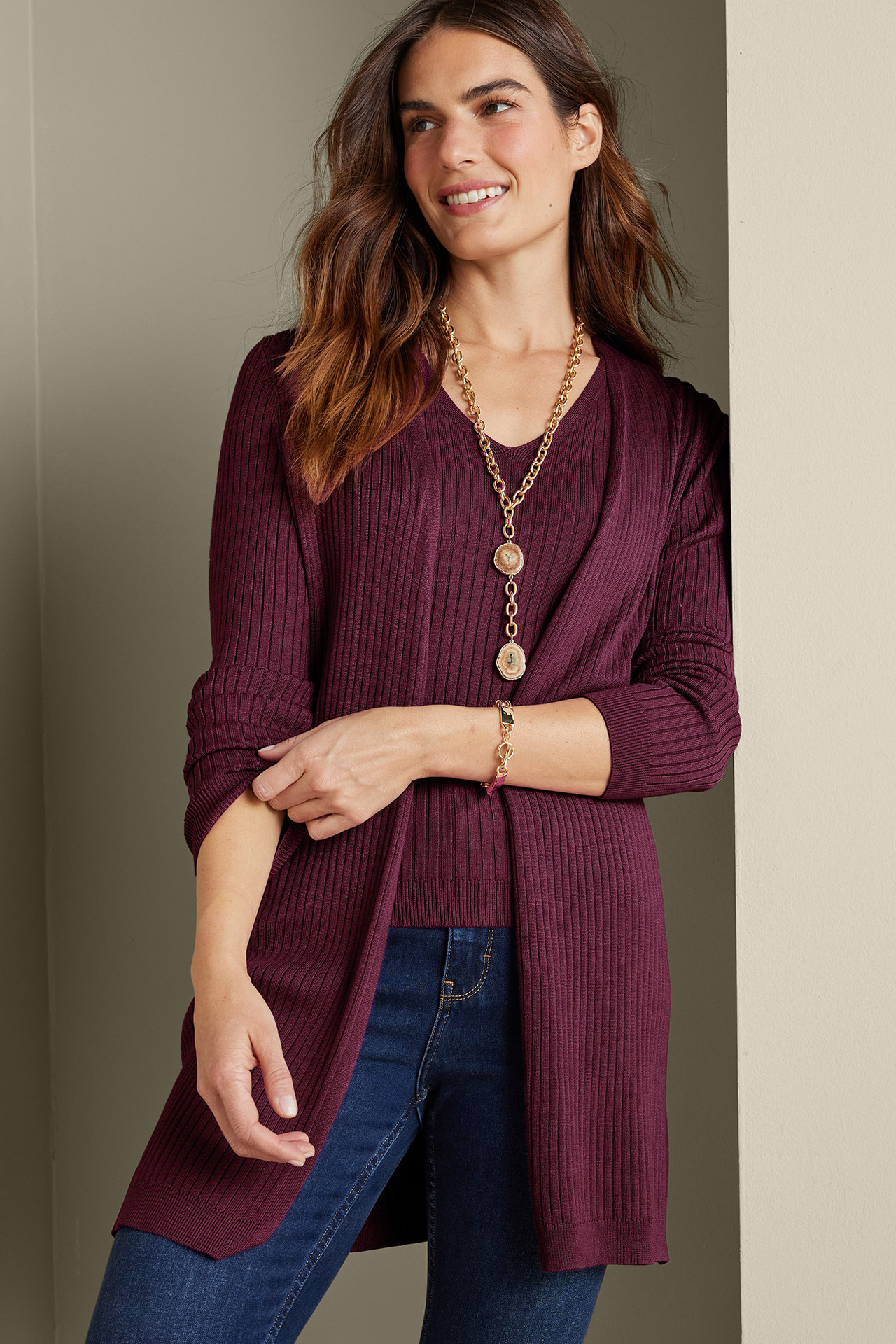 Soft Essential™ Ribbed Long Cardi