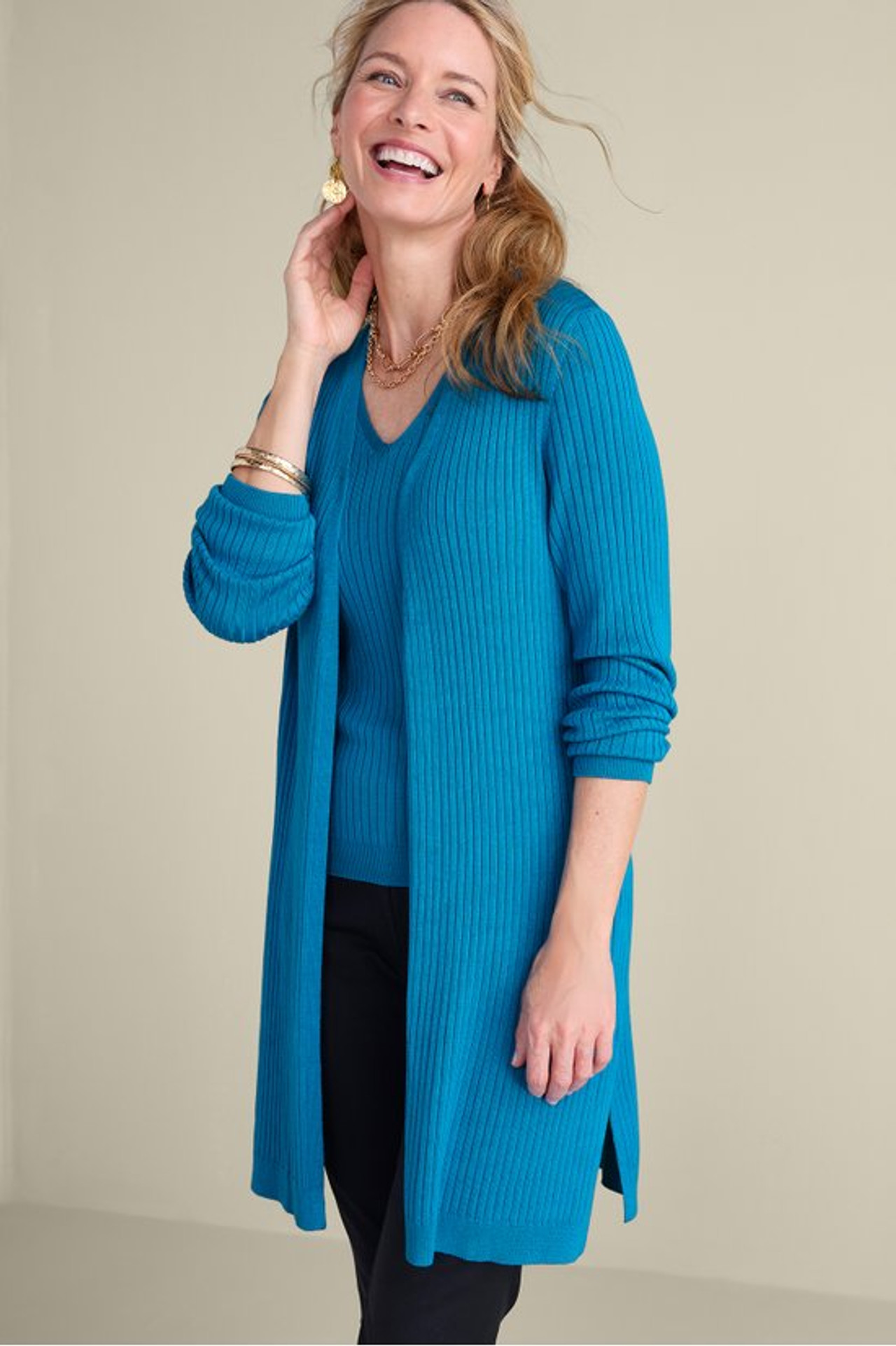 Soft Essential™ Ribbed Long Cardi