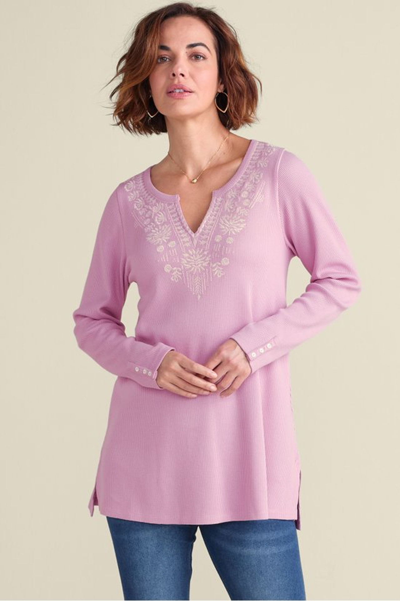 Mya Embroidered Waffle Tunic