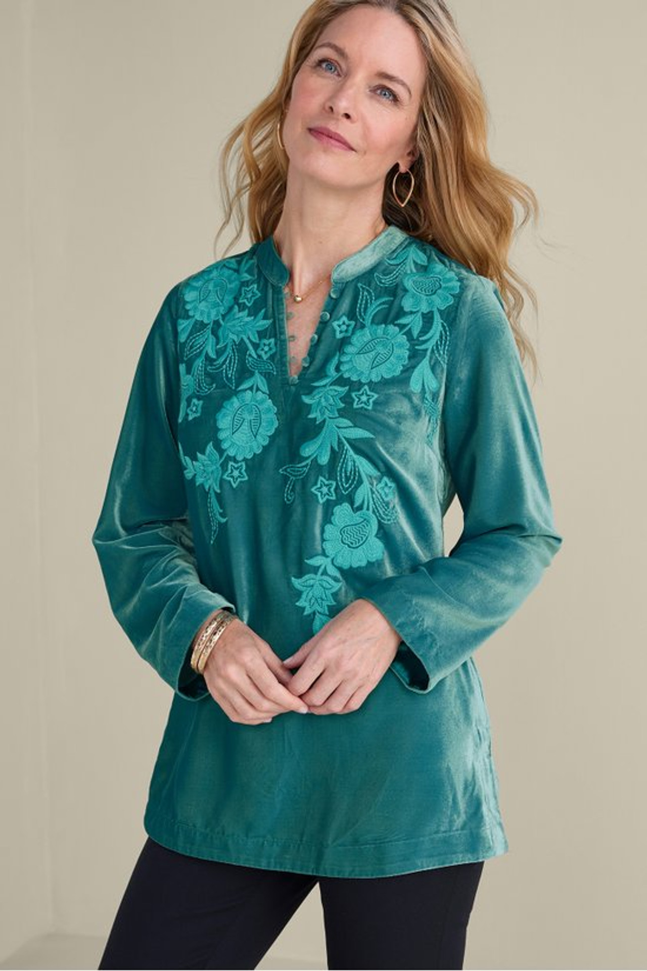 Gilda Embroidered Velvet Tunic