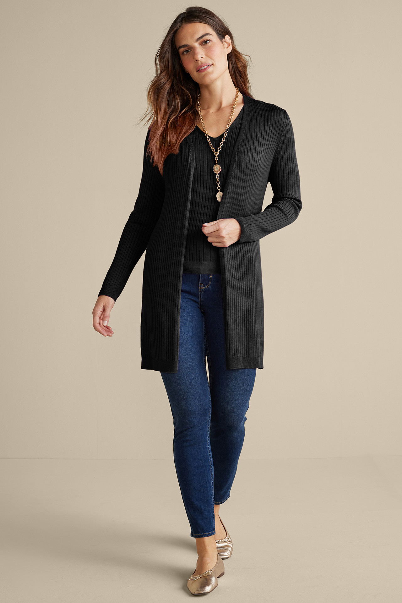 Soft Essential™ Ribbed Long Cardi