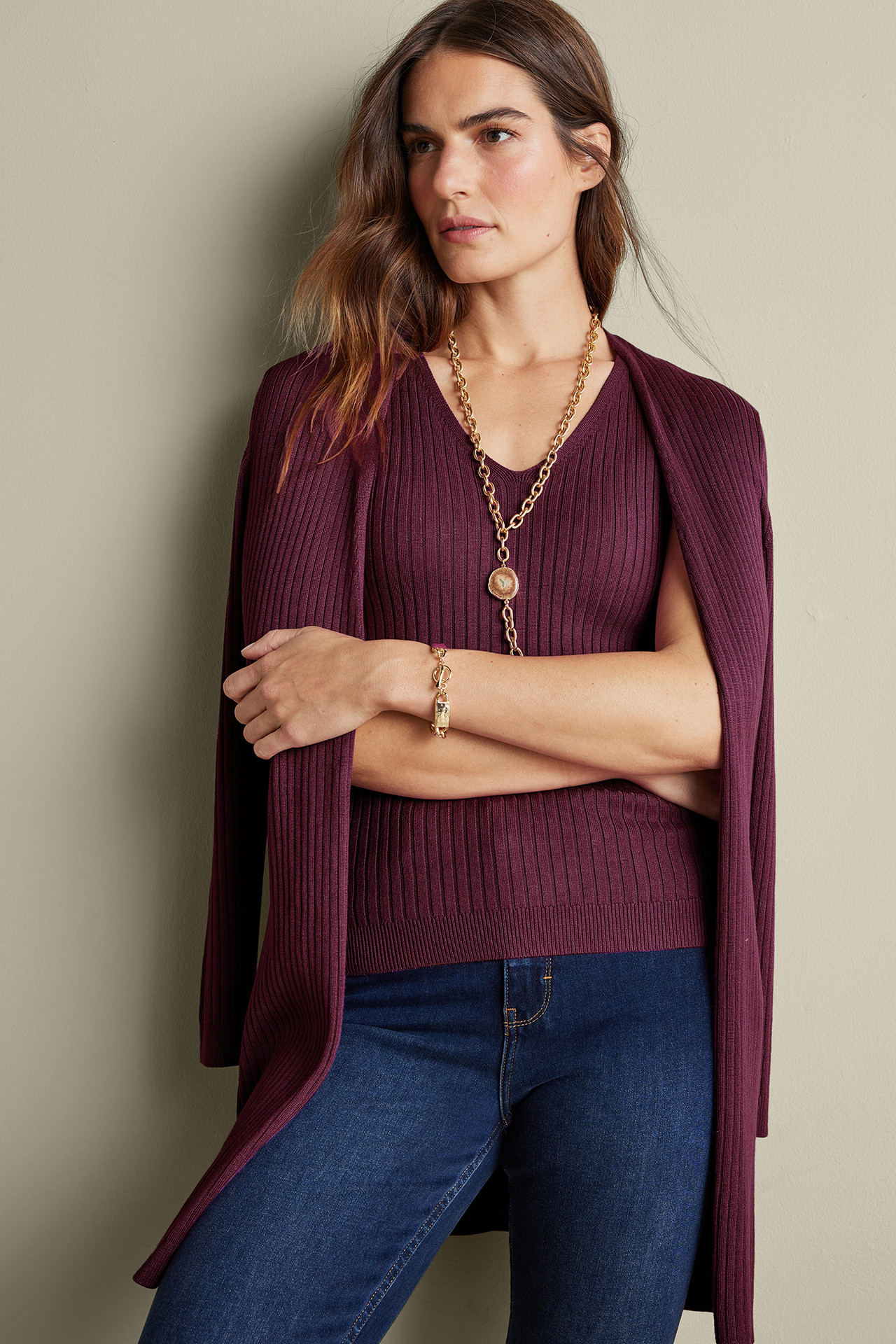 Soft Essential™ Ribbed Long Cardi