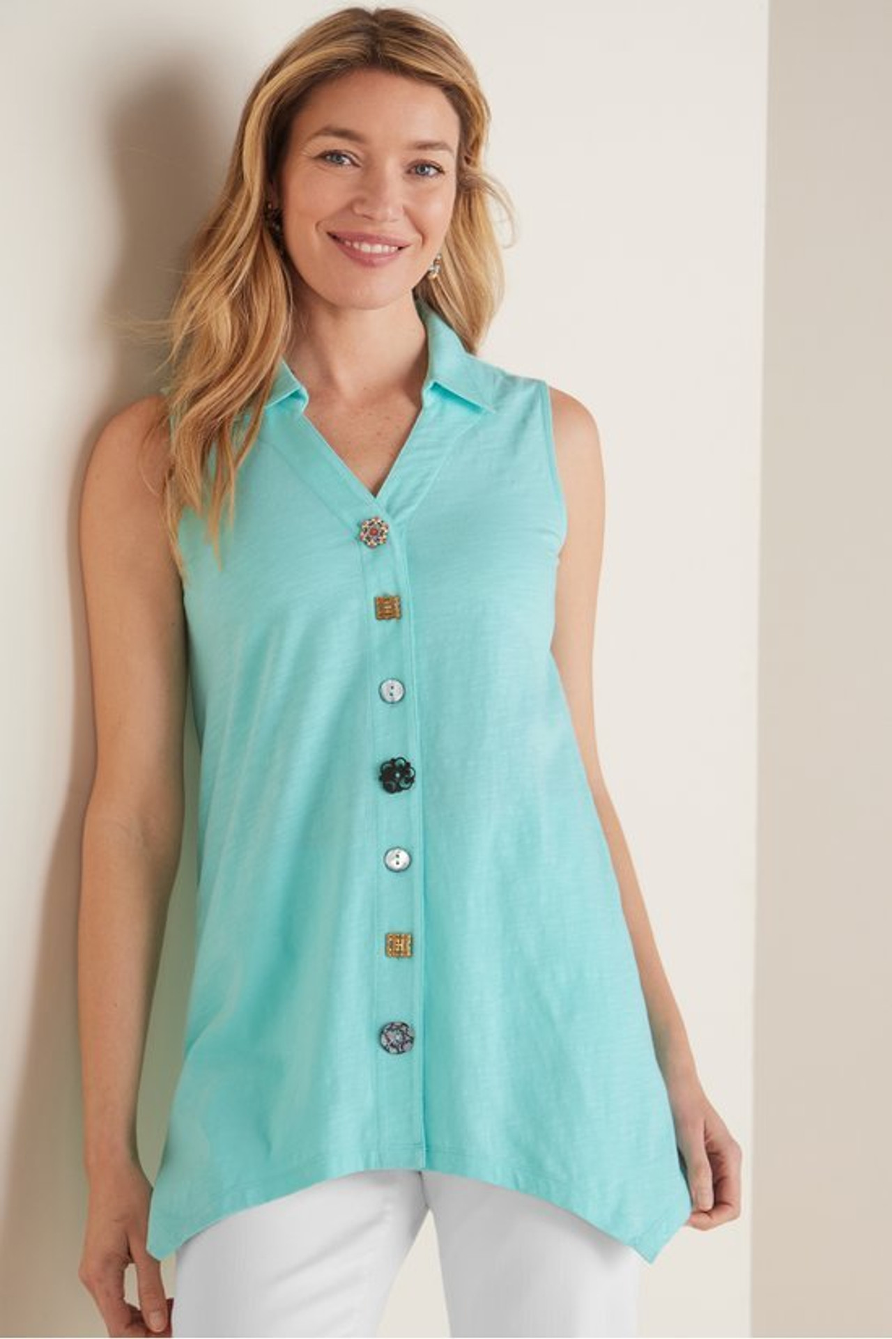 Danielle Button Sleeveless Tunic