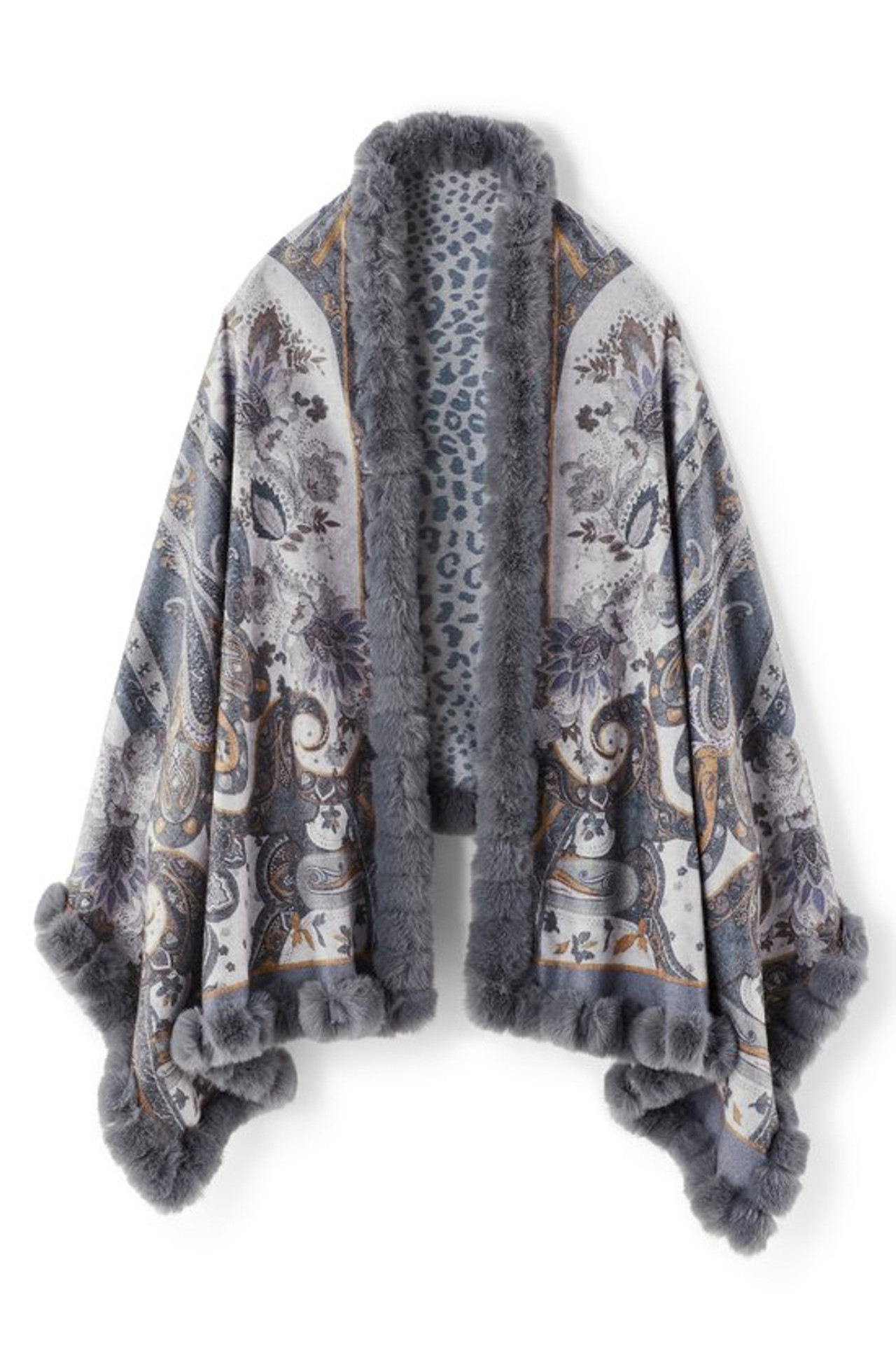 Katya Faux Fur Trim Wrap Scarf