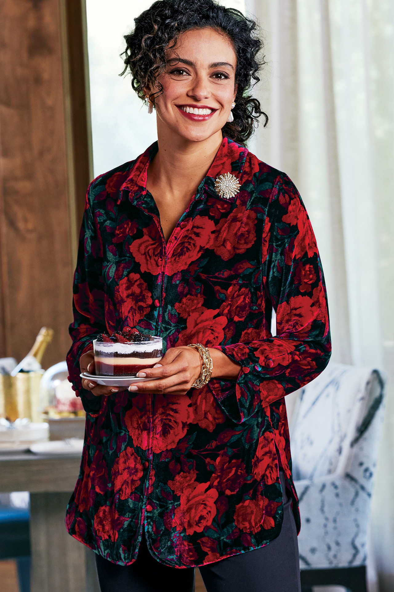 Icon Silk Velvet Poets Tunic Shirt