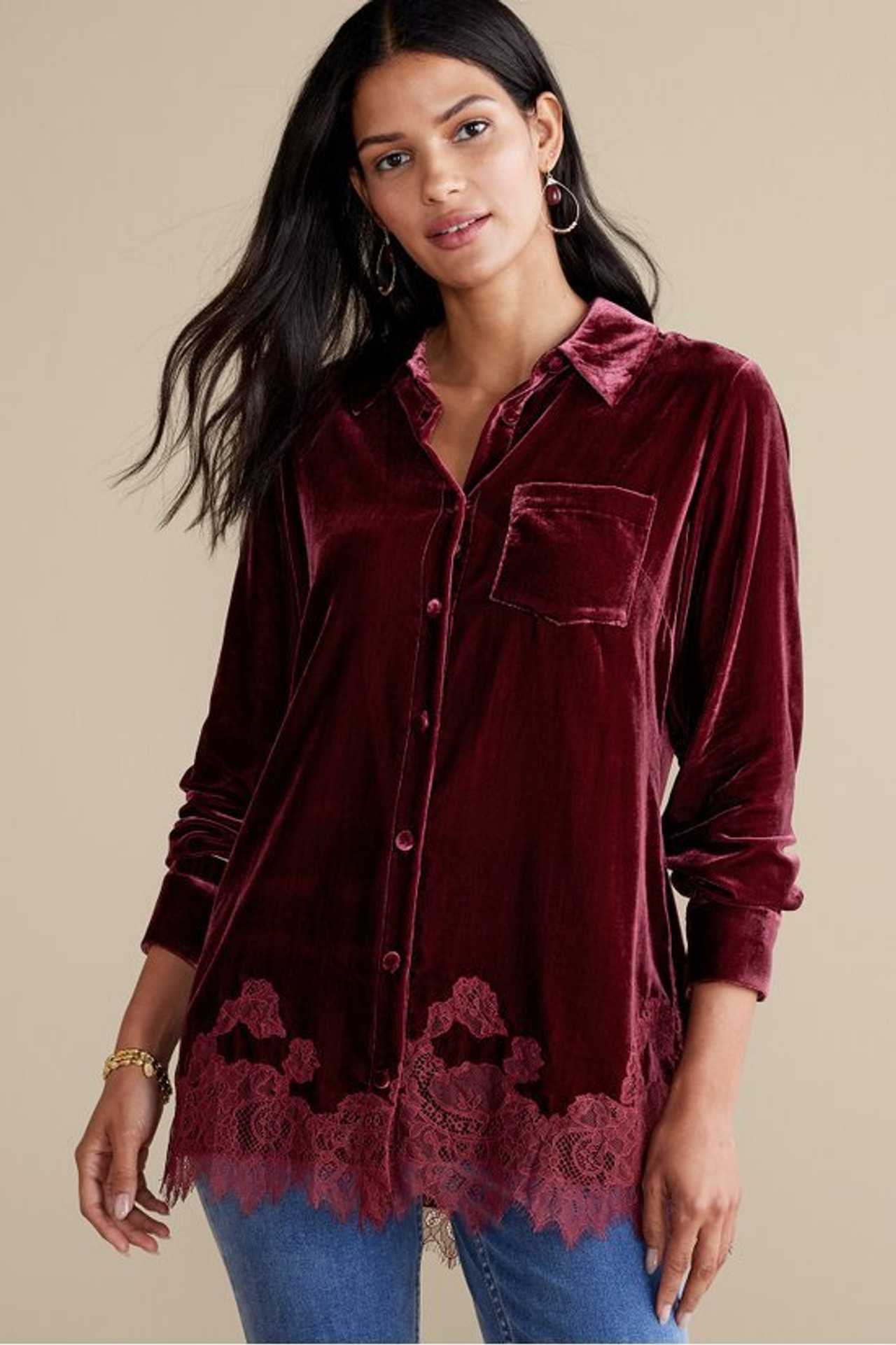 Eden Velvet and Lace Shirt