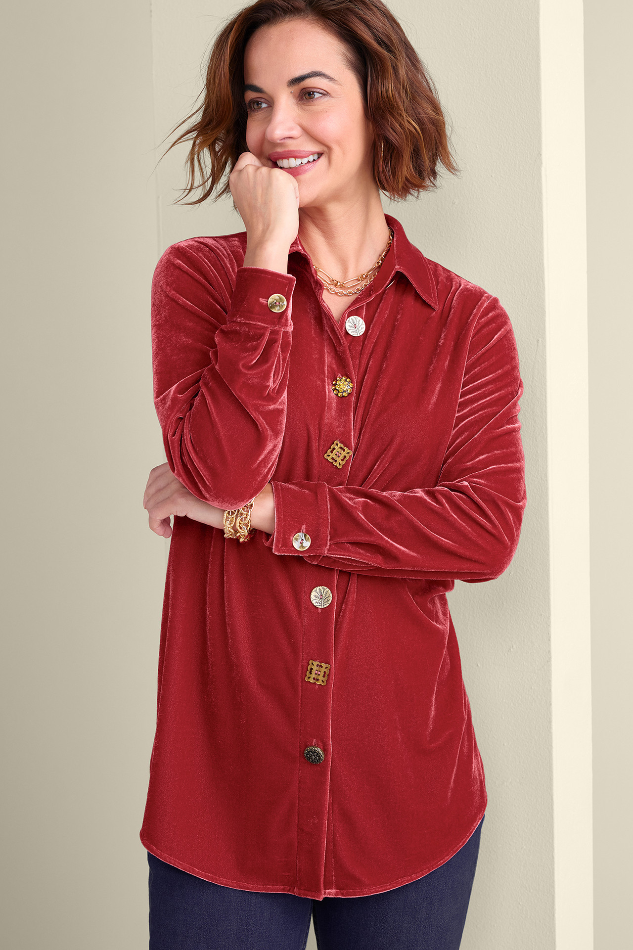 Filigree Velvet Boyfriend Shirt