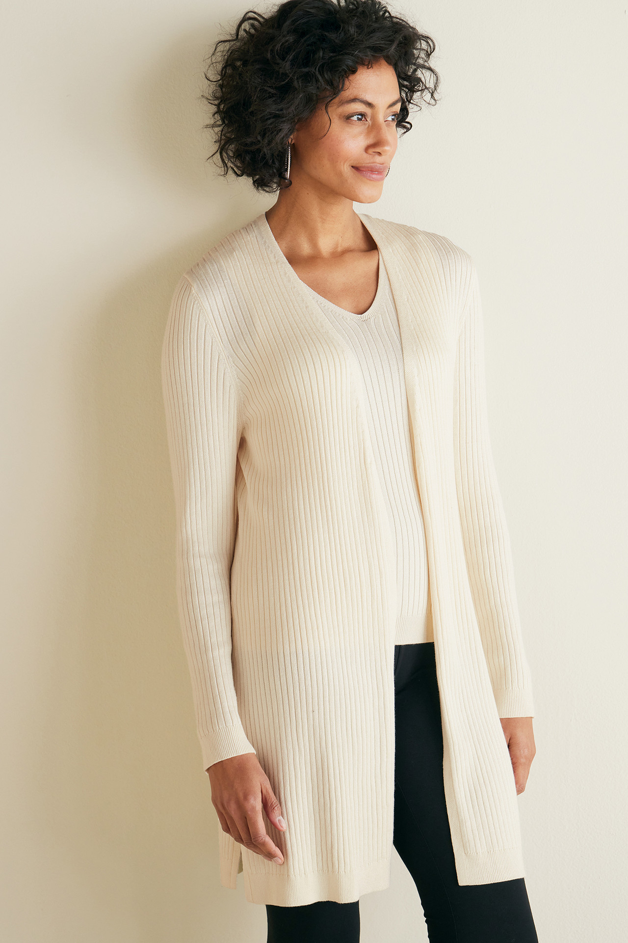 Soft Essential™ Ribbed Long Cardi