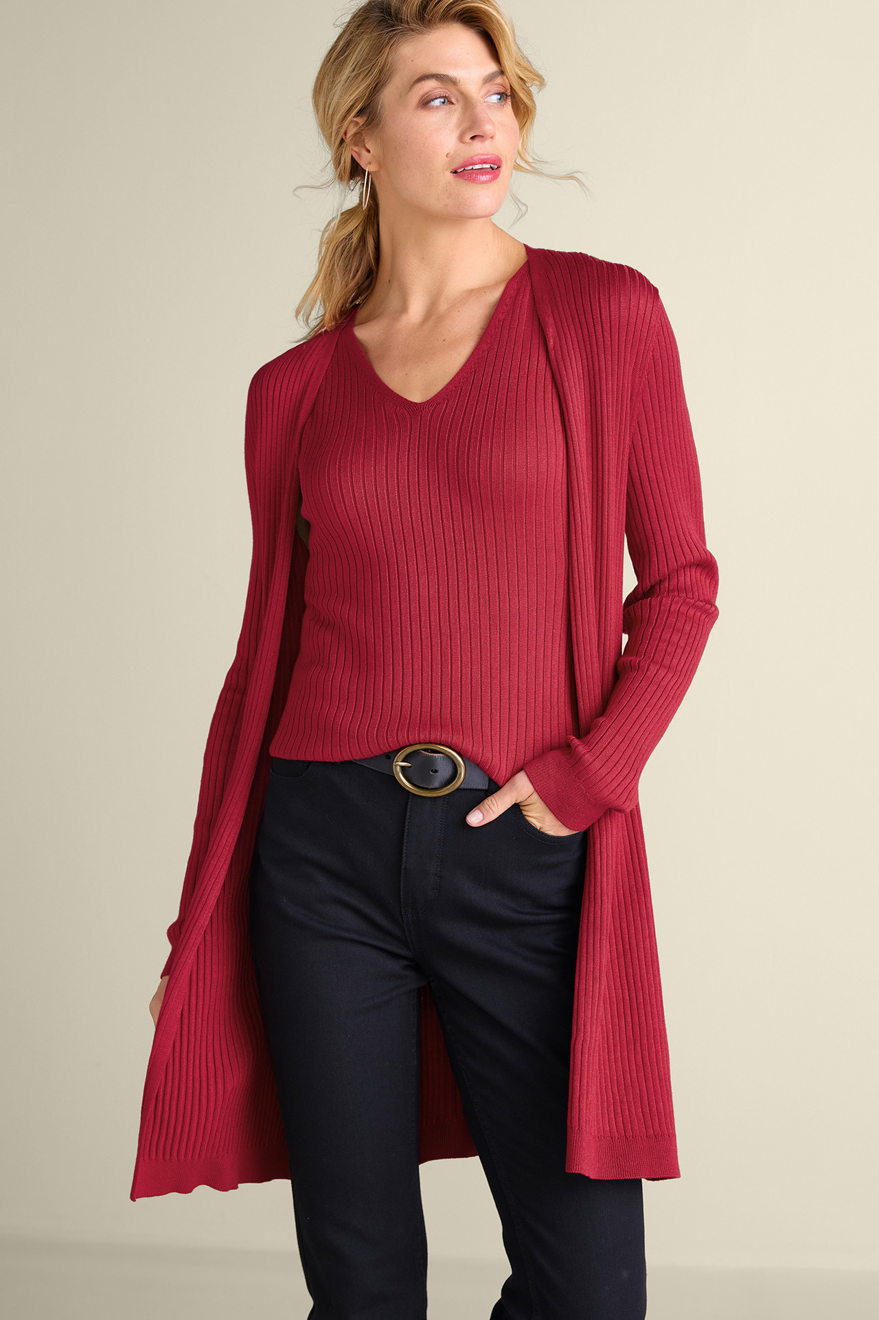 Soft Essential™ Ribbed Long Cardi