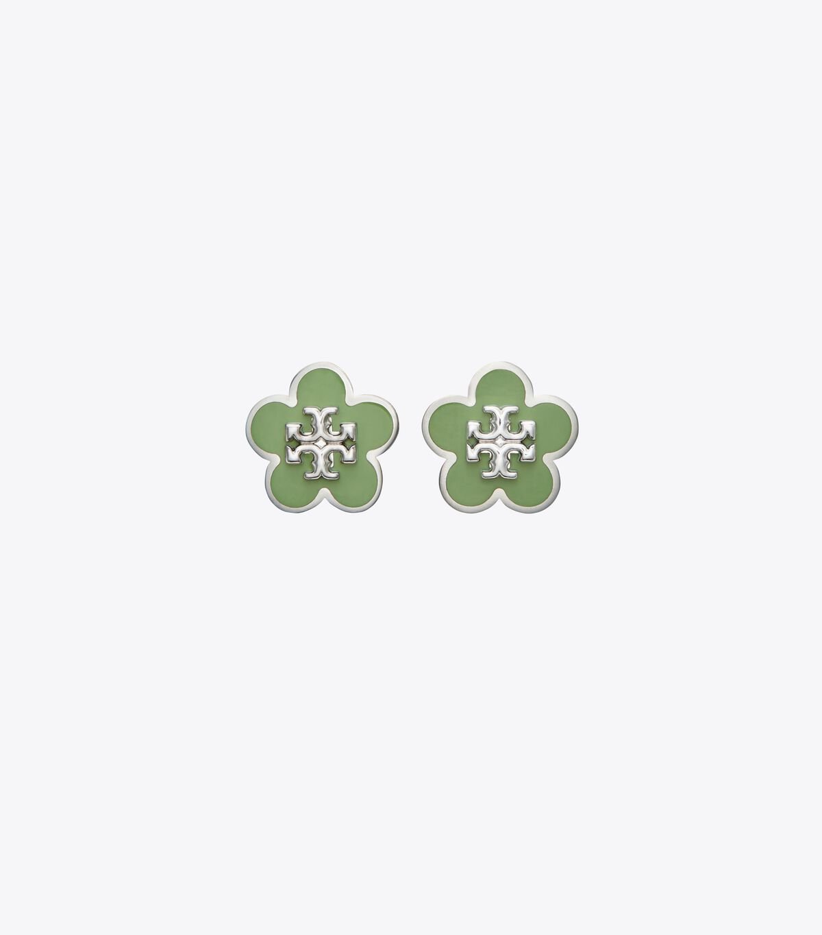 Women's Tory Burch Kira Enamel Flower Stud Earrings Silver | TBVKJI-357 - Tory Burch Outlet Sale
