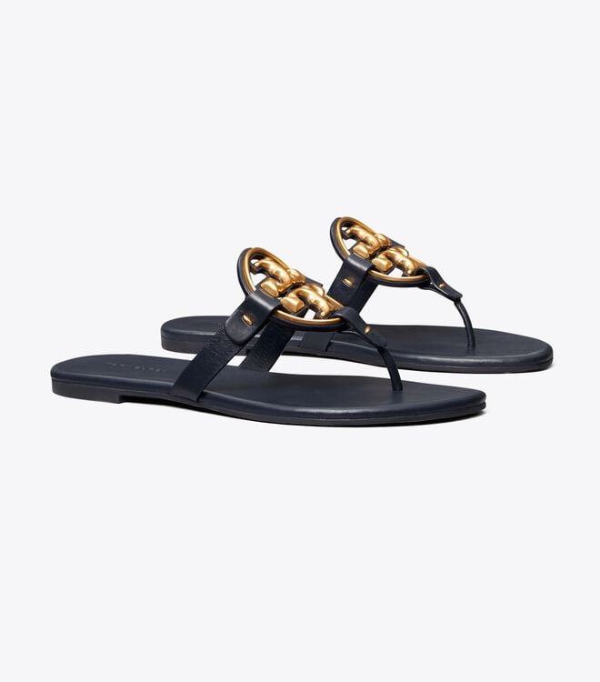 Women's Tory Burch Metal Miller Soft Sandals Navy | CKZUID-130 - Tory Burch Outlet Sale