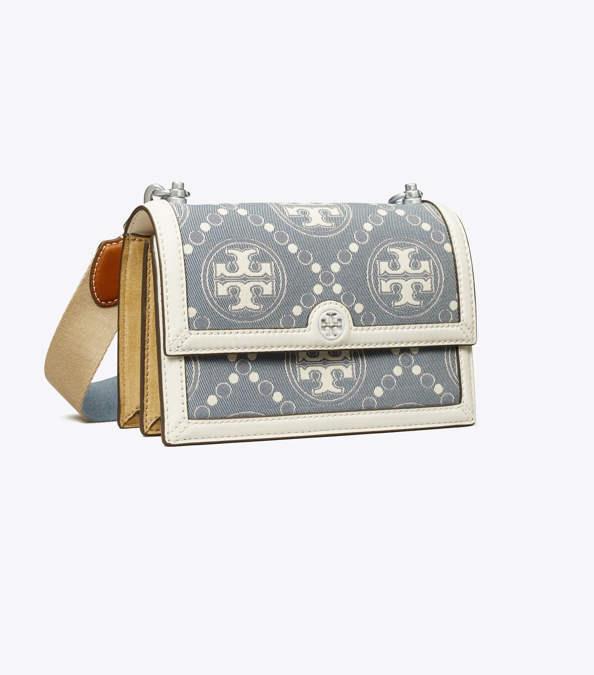 Women's Tory Burch Small T Monogram Denim Shoulder Bags Blue | EMNSBK-912 - Tory Burch Outlet Sale