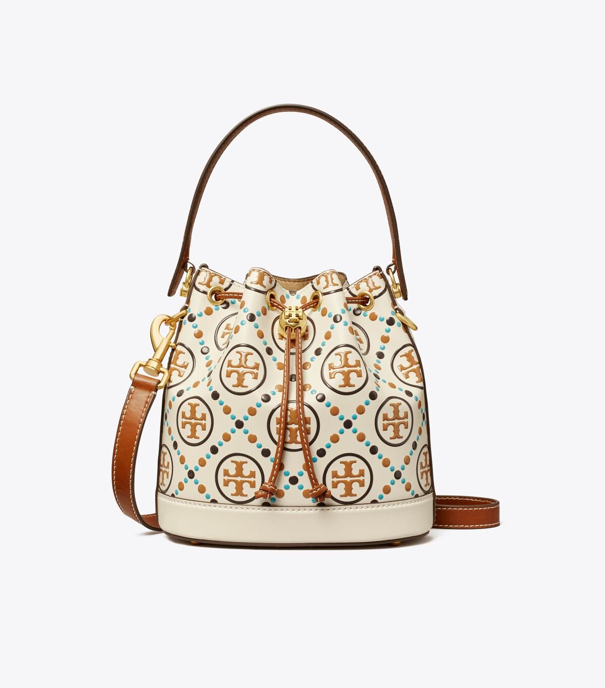 Women's Tory Burch T Monogram Contrast Embossed Bucket Bags White | FTAHNQ-643 - Tory Burch Outlet Sale