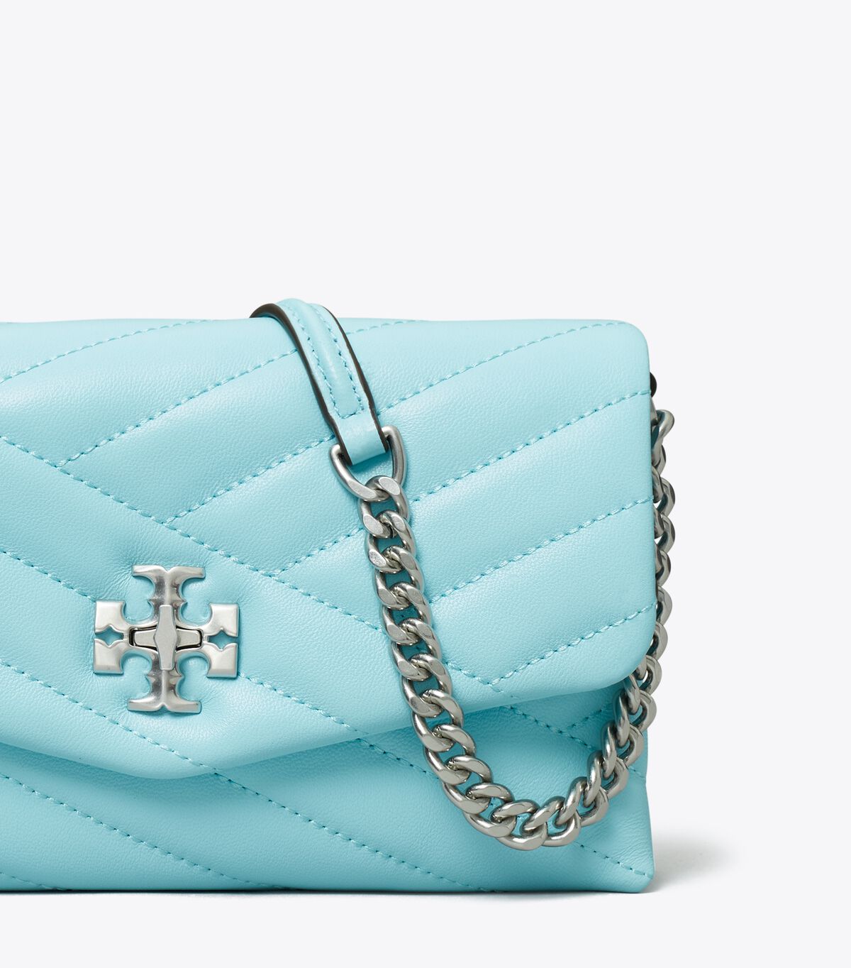 Women's Tory Burch Kira Chevron Chain Crossbody Bags Light Blue | LZUFYP-289 - Tory Burch Outlet Sale