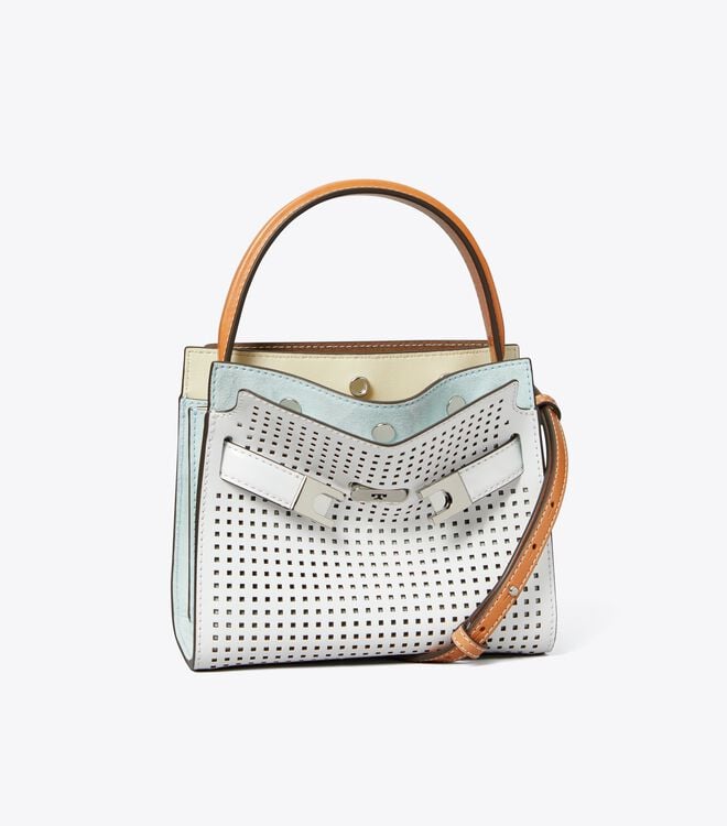 Women's Tory Burch Petite Lee Radziwill Perforated Crossbody Bags White | FRMCHA-674 - Tory Burch Outlet Sale
