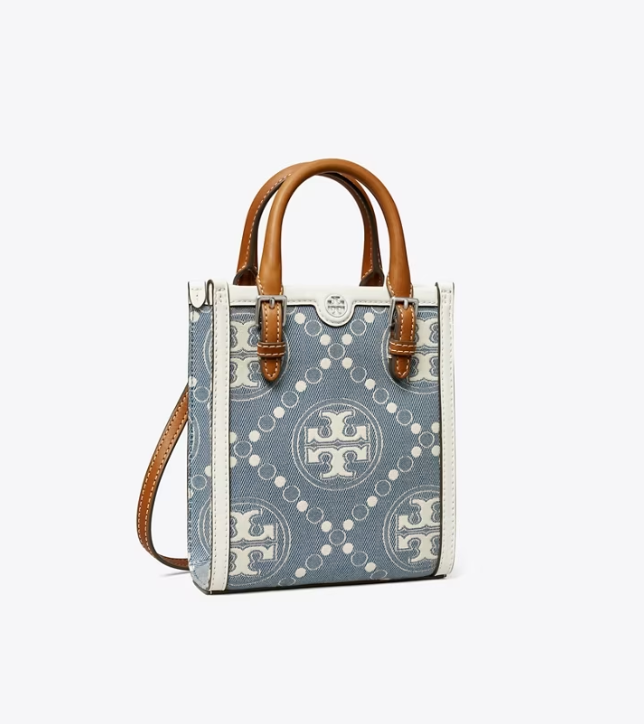 Women's Tory Burch Mini T Monogram Denim Handbag Blue | LQUBNK-804 - Tory Burch Outlet Sale