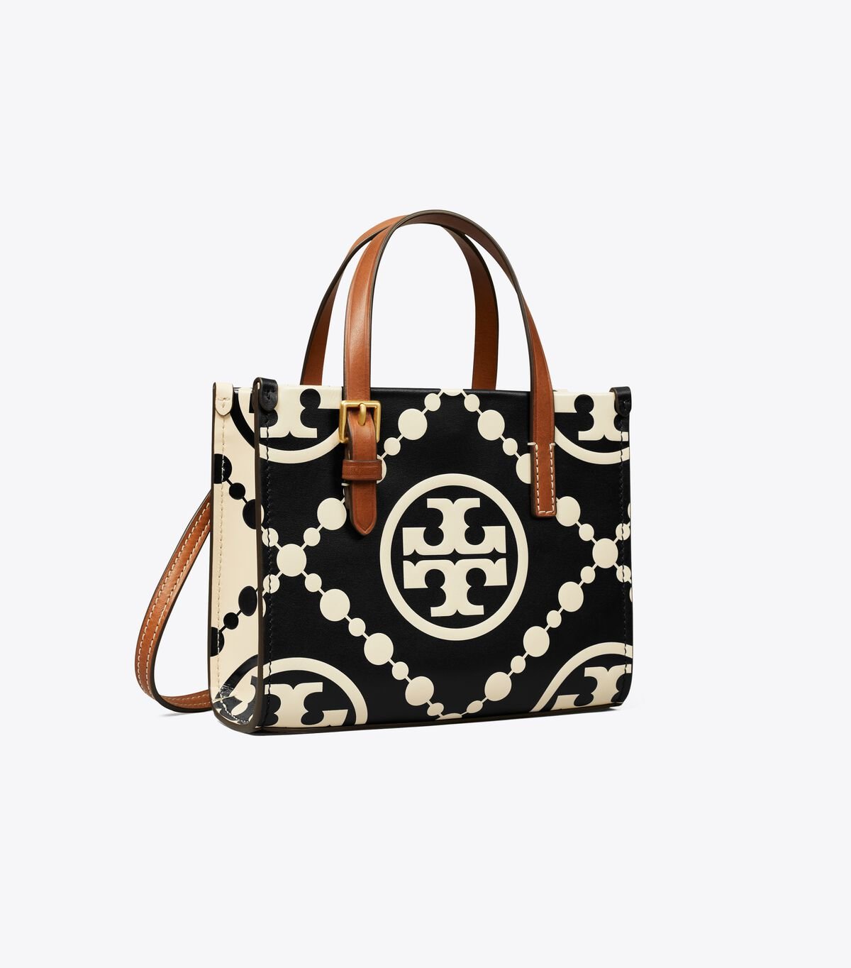 Women's Tory Burch Mini T Monogram Contrast Embossed Square Tote Crossbody Bags Black | KZLDBV-924 - Tory Burch Outlet Sale