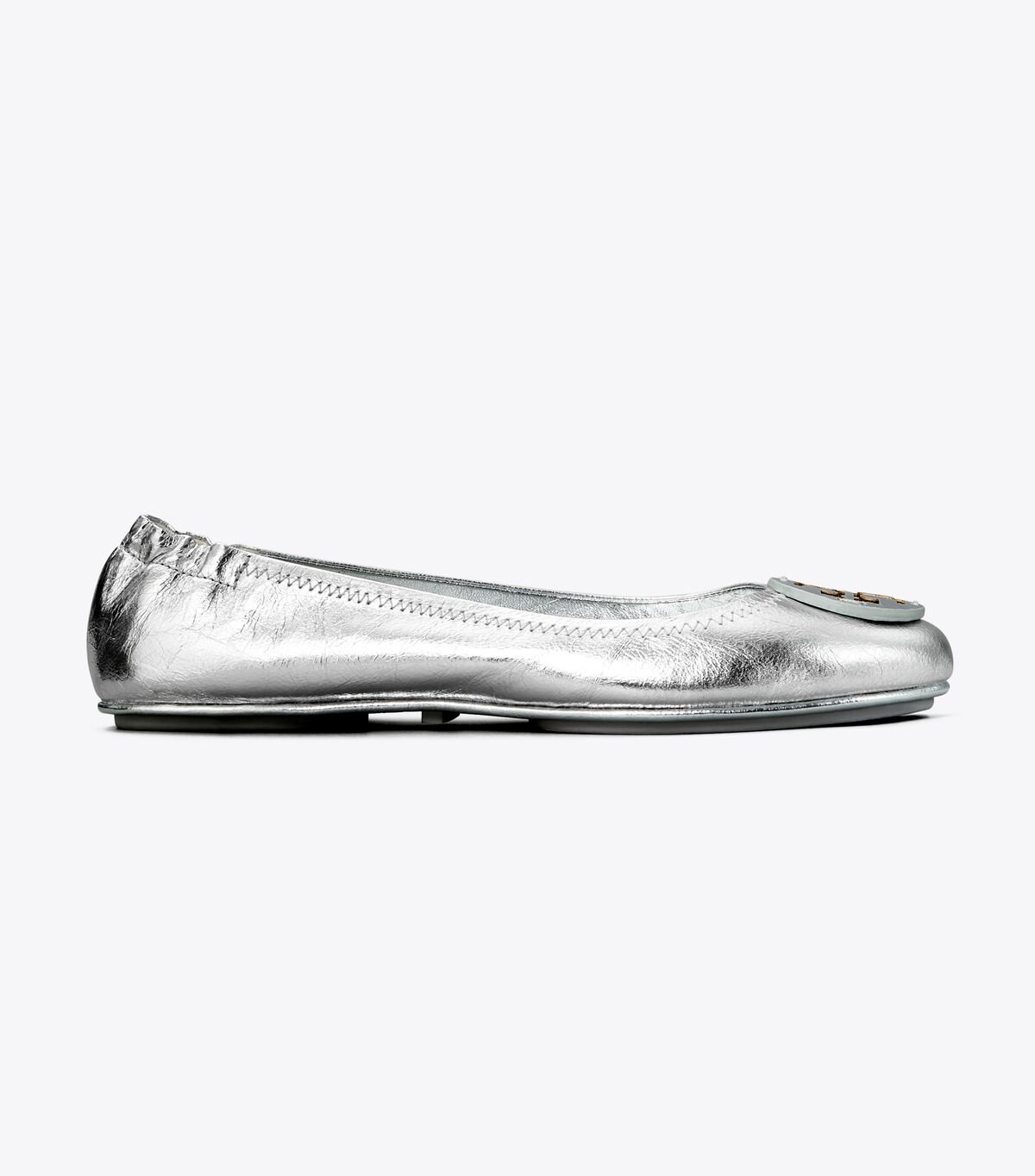 Women's Tory Burch Minnie Travel Ballet Flats Silver | SQZJXH-584 - Tory Burch Outlet Sale
