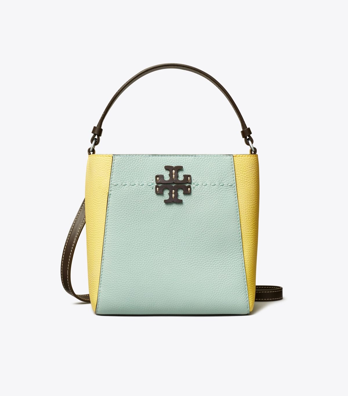 Women's Tory Burch Small Mcgraw Color-block Bucket Bags Lemon | IJMLNA-237 - Tory Burch Outlet Sale