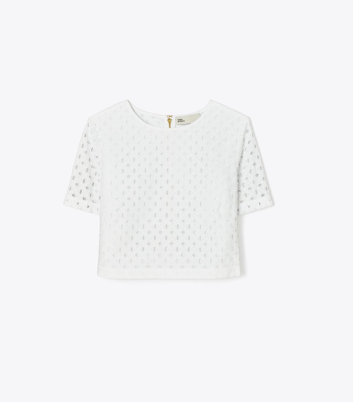 Women's Tory Burch Eyelet Crop Tops White | DGHTIP-507 - Tory Burch Outlet Sale
