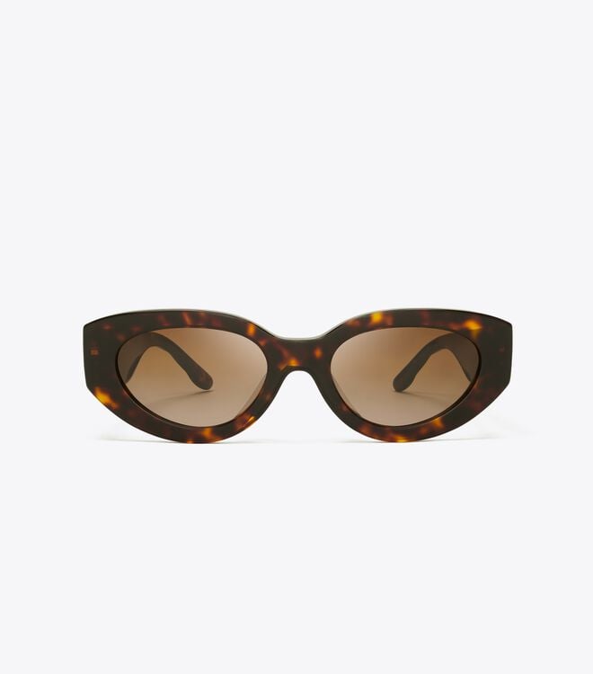 Women's Tory Burch Kira Chevron Cat-eye Sunglasses Brown | DJPNFZ-328 - Tory Burch Outlet Sale