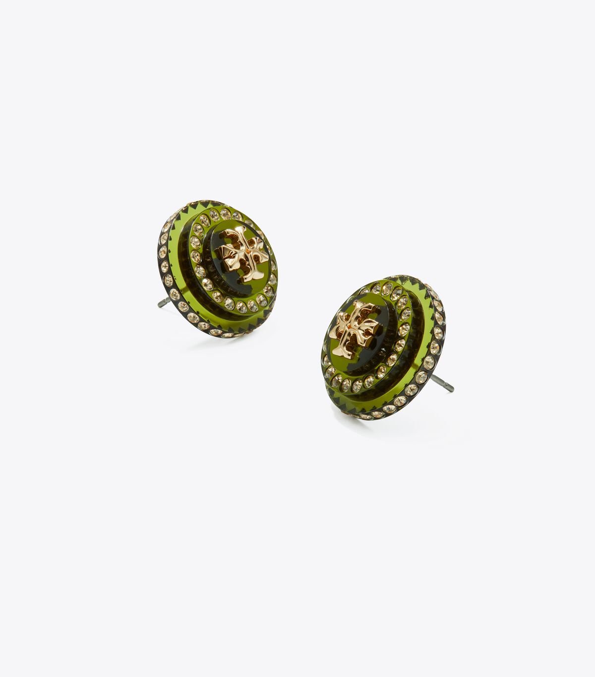 Women's Tory Burch Roxanne Crystal Resin Stud Earrings Green | HJFBZC-452 - Tory Burch Outlet Sale