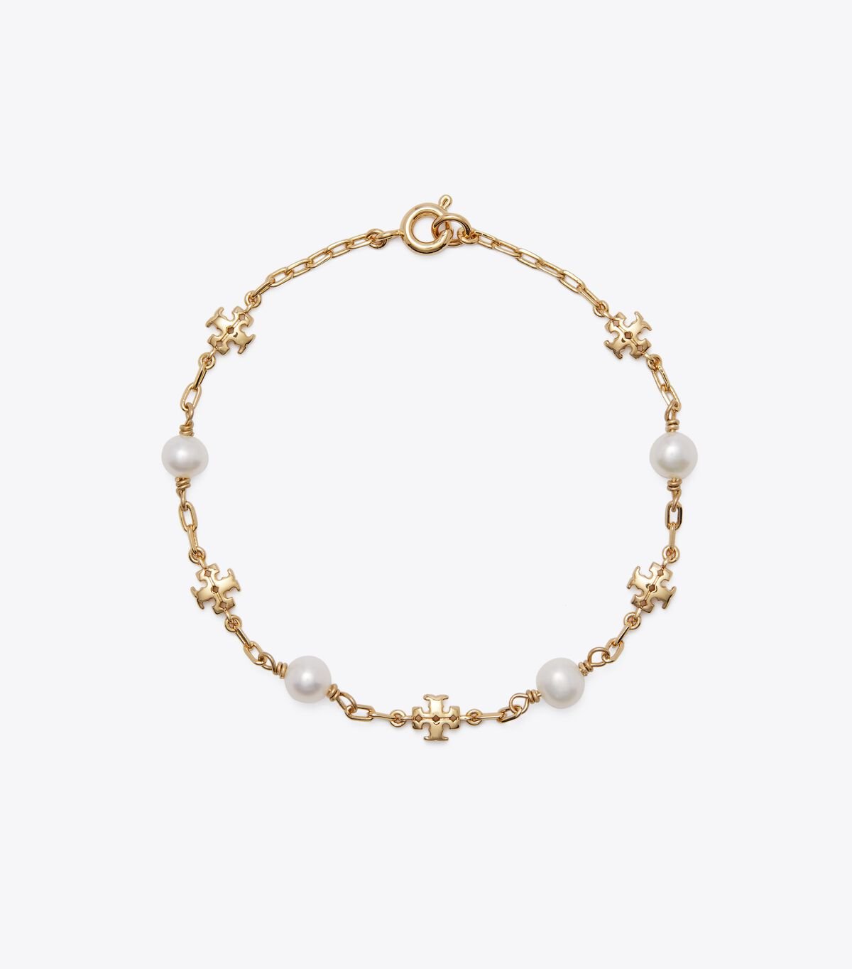 Women's Tory Burch Kira Pearl Chain Bracelet Gold / White | DBKLRN-406 - Tory Burch Outlet Sale
