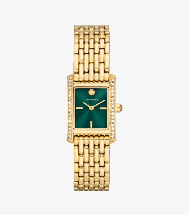 Women's Tory Burch Eleanor Mini Stainless Steel Watches Green / Gold | MRCVBP-593 - Tory Burch Outlet Sale
