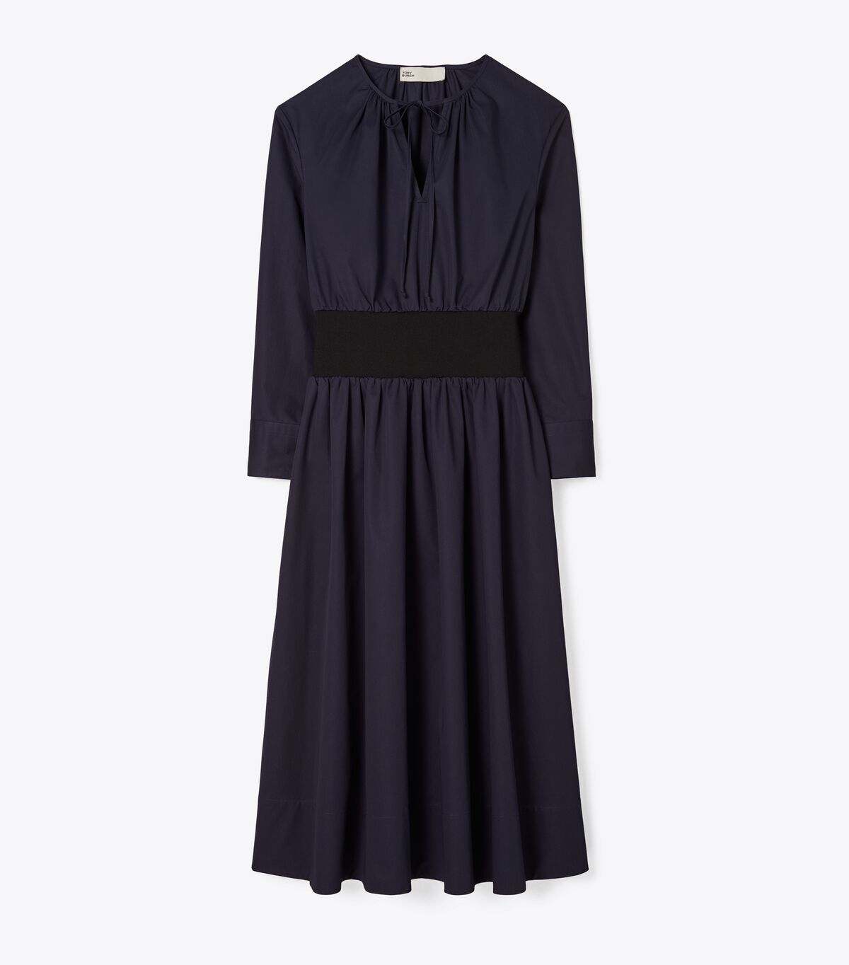 Women's Tory Burch Poplin Knit-waist Dress Navy | HICVKM-470 - Tory Burch Outlet Sale