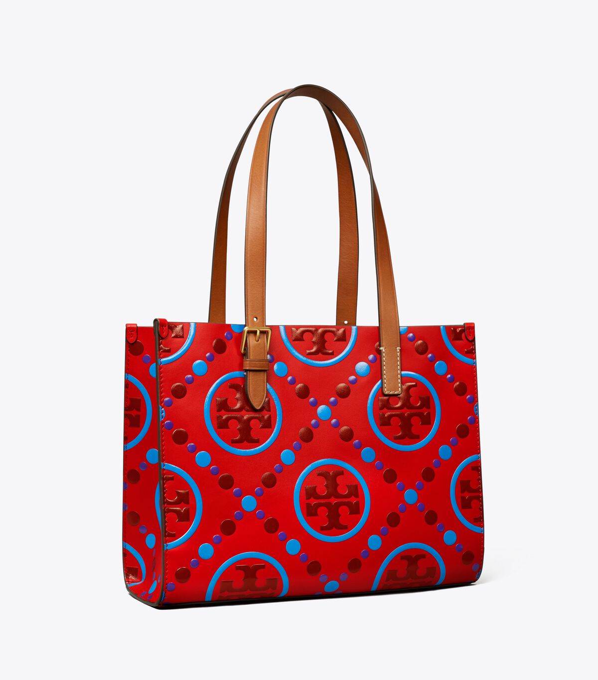 Women's Tory Burch Small T Monogram Contrast Embossed Tote Bags Red | PDNZAE-307 - Tory Burch Outlet Sale