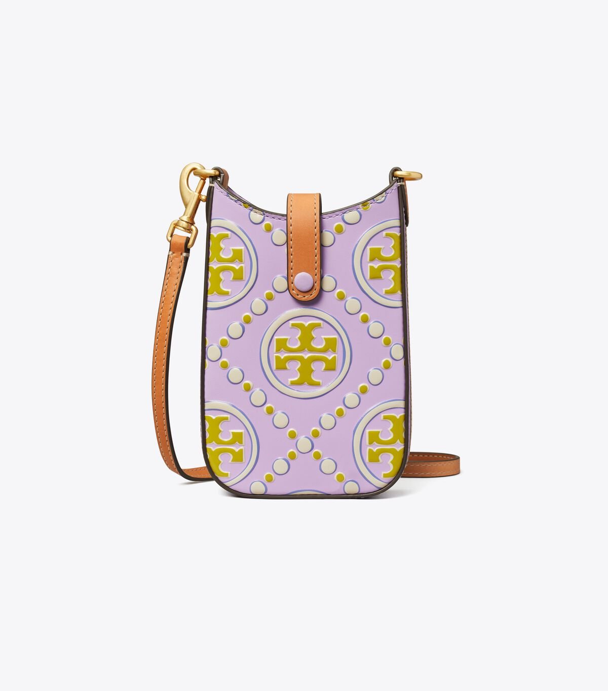 Women's Tory Burch T Monogram Contrast Embossed Phone Crossbody Bags Lavender / White | ODXCYL-690 - Tory Burch Outlet Sale