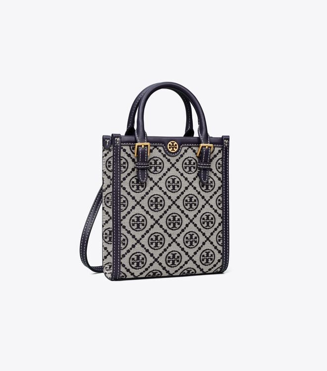 Women's Tory Burch Mini T Monogram Tote Bags Navy | ICMJTK-780 - Tory Burch Outlet Sale