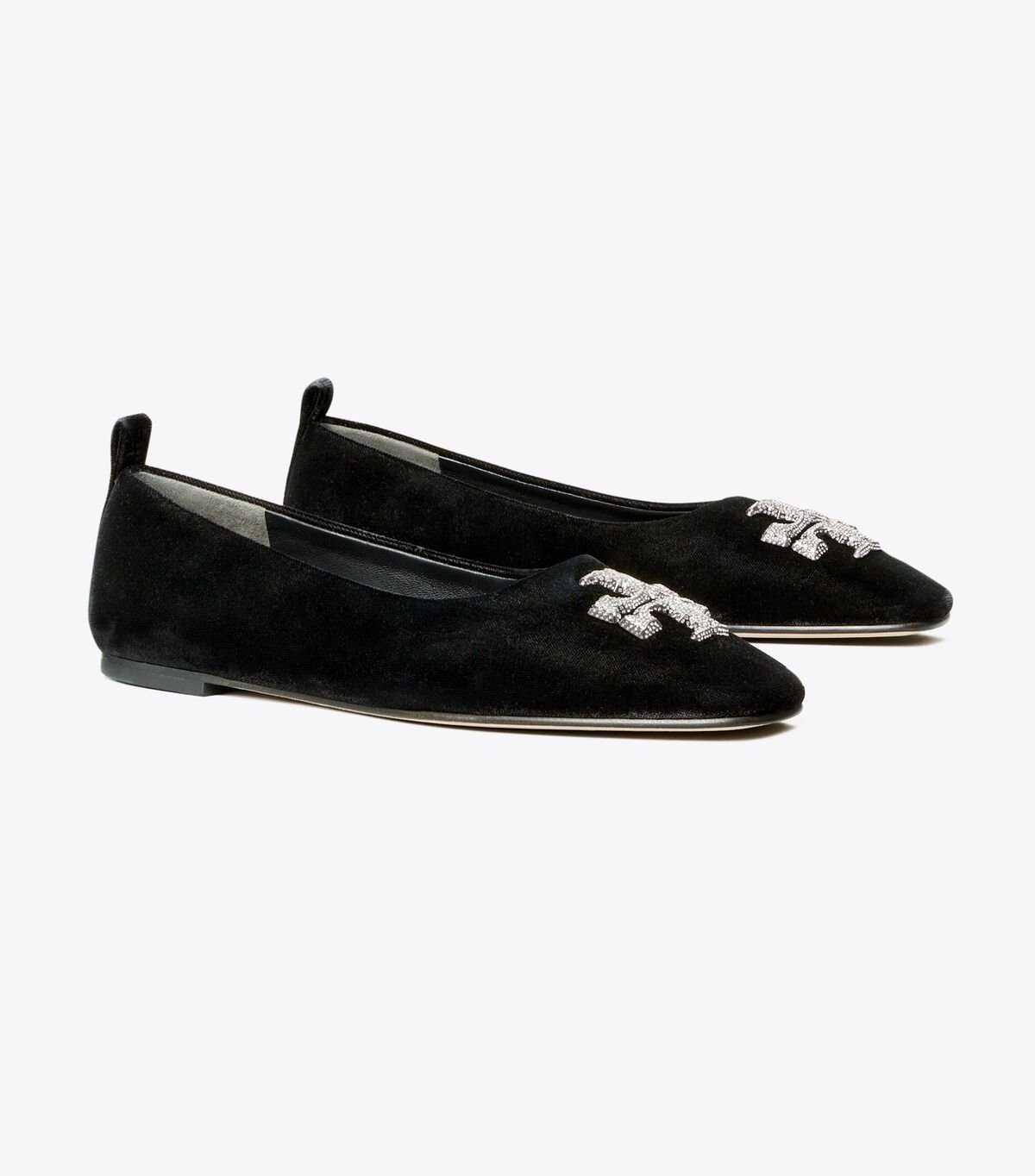 Women's Tory Burch Eleanor Pavé Ballet Flats Black | CFEVHK-986 - Tory Burch Outlet Sale