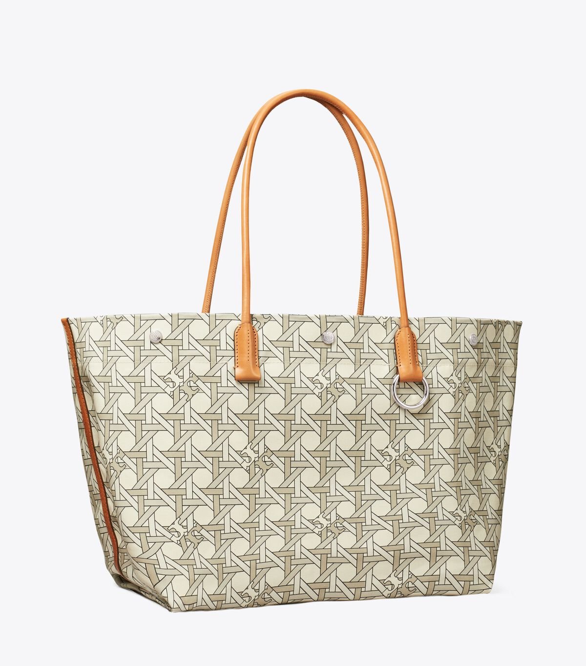 Women's Tory Burch Canvas Basketweave Tote Bags White | HIKYSZ-674 - Tory Burch Outlet Sale