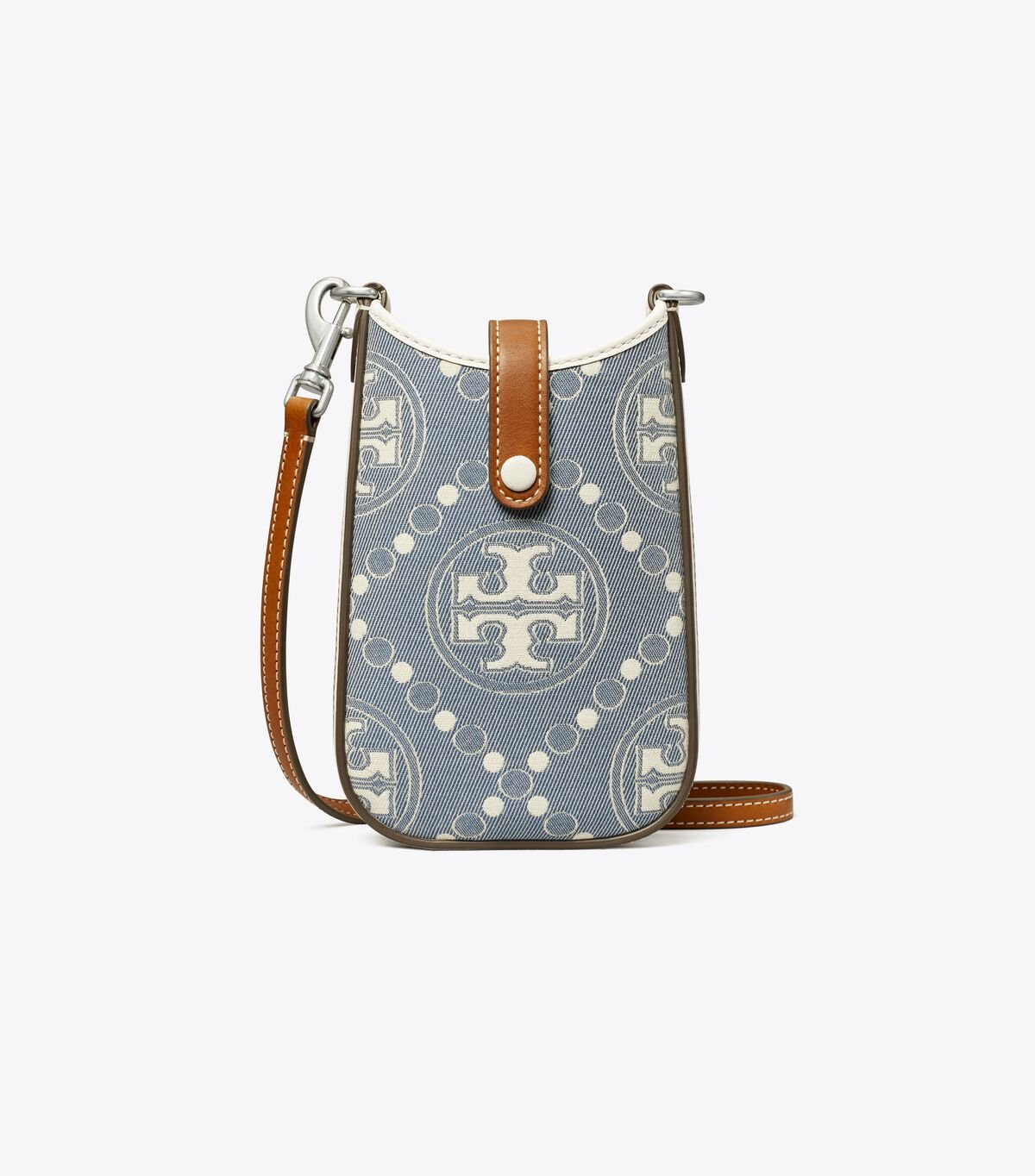 Women's Tory Burch T Monogram Denim Phone Crossbody Bags Blue | JHKADE-041 - Tory Burch Outlet Sale