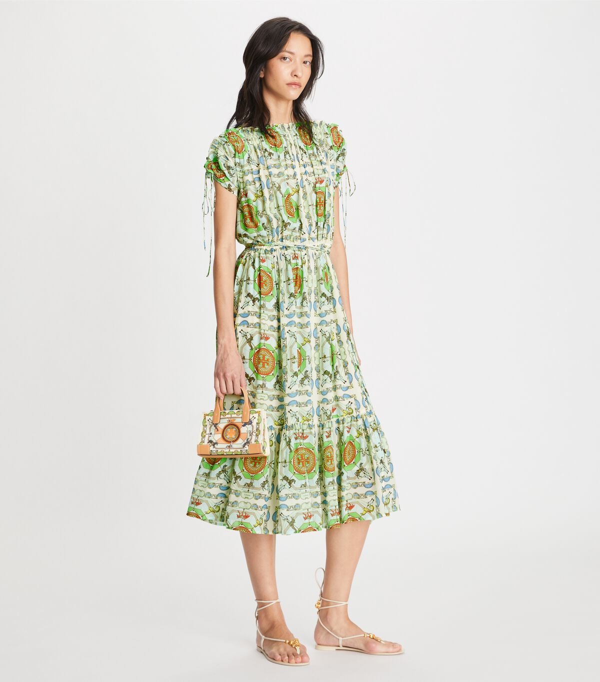Women's Tory Burch Printed Silk Dress Mint | CKLJDB-231 - Tory Burch Outlet Sale
