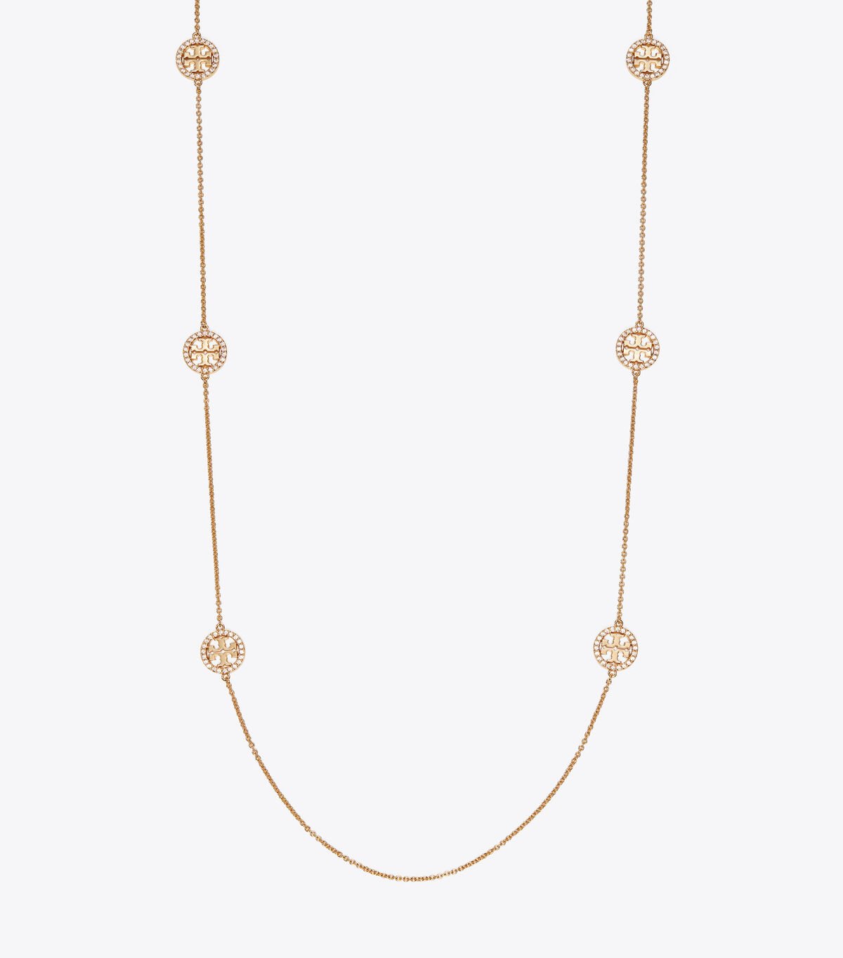 Women's Tory Burch Miller Pavé Long Necklace Gold | VHYJZD-356 - Tory Burch Outlet Sale