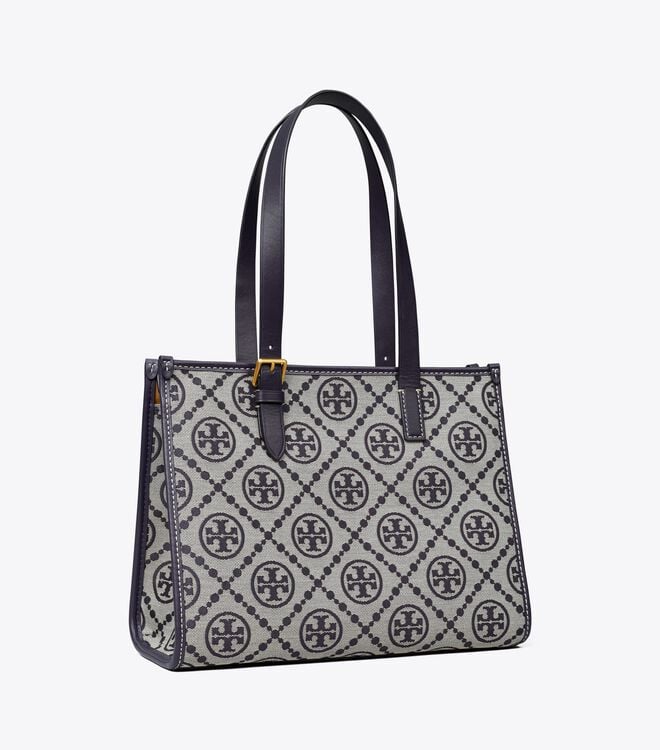 Women's Tory Burch Small T Monogram Tote Bags Navy | JFEIXW-923 - Tory Burch Outlet Sale